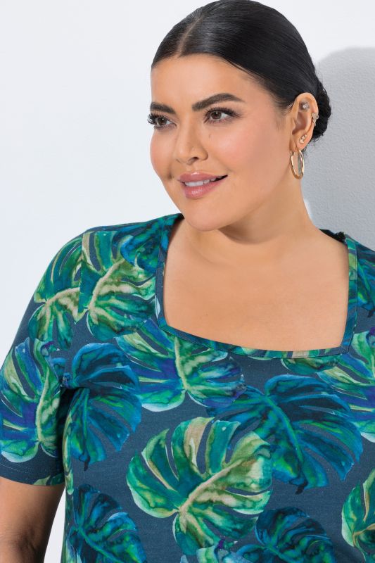 Monstera Print Knit T-Shirt