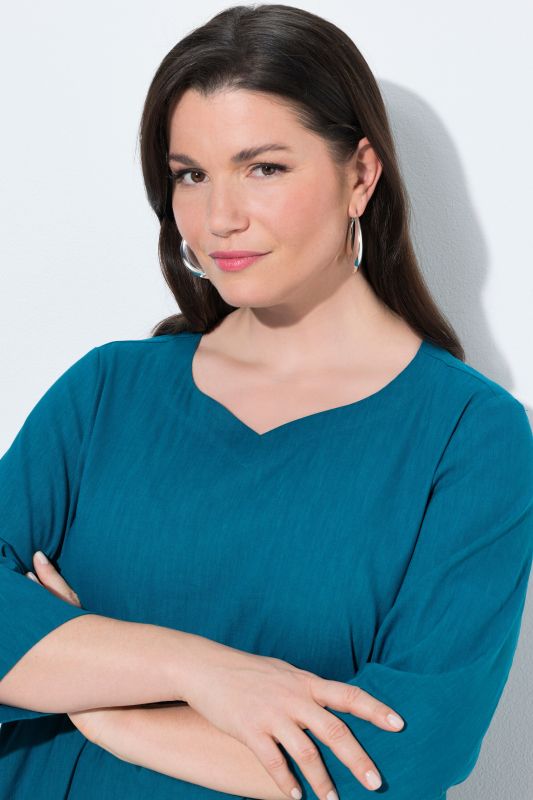 Блуза ленена с асиметричен подгъв