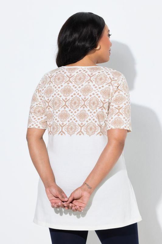 Tile Border Print Knit A-Line Tunic