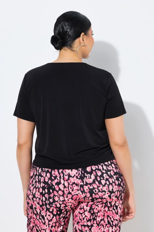 Matte Jersey Round Notch Neck Short Sleeve T-Shirt