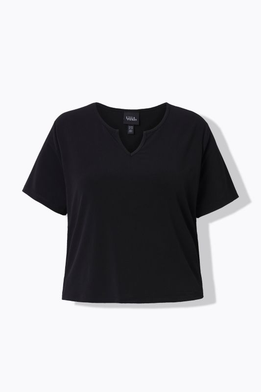 Matte Jersey Round Notch Neck Short Sleeve T-Shirt