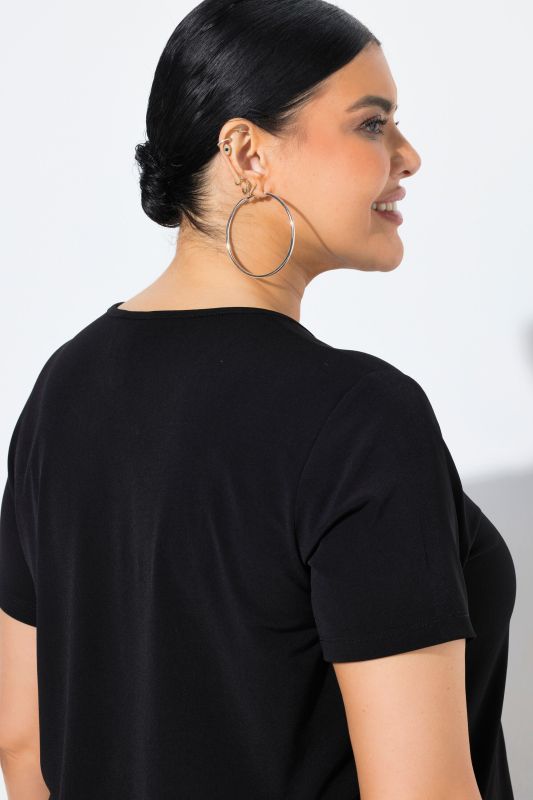 Matte Jersey Round Notch Neck Short Sleeve T-Shirt