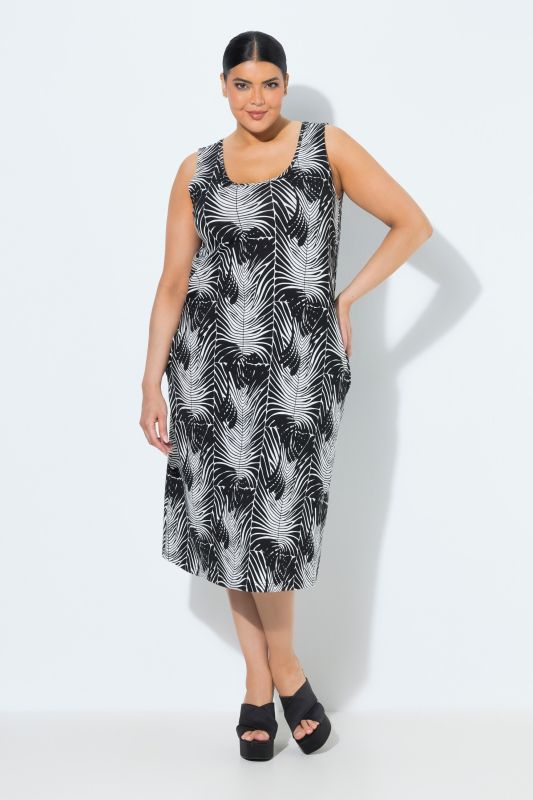 Abstract Wave Print Jersey Pocket Dress
