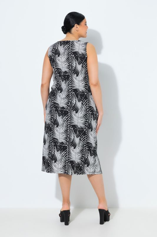 Abstract Wave Print Jersey Pocket Dress