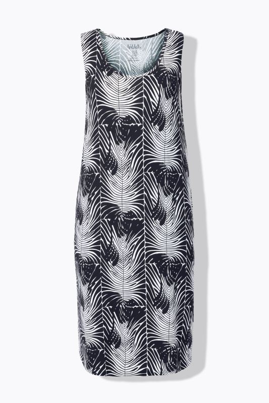 Abstract Wave Print Jersey Pocket Dress