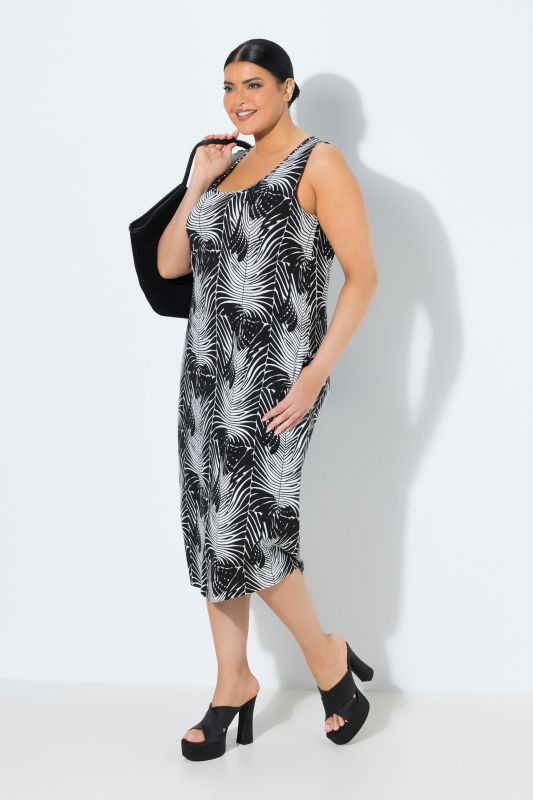Abstract Wave Print Jersey Pocket Dress