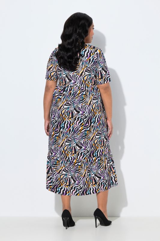 Colorful Zebra Print Jersey A-Line Pocket Dress