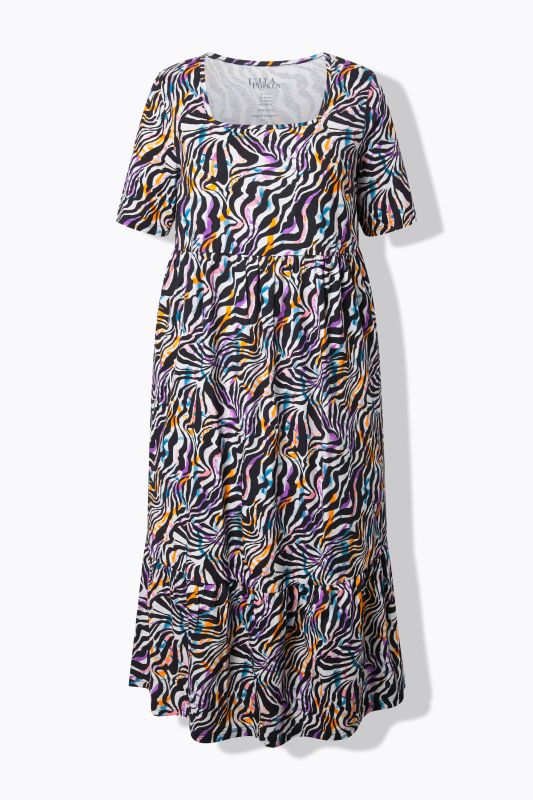 Colorful Zebra Print Jersey A-Line Pocket Dress