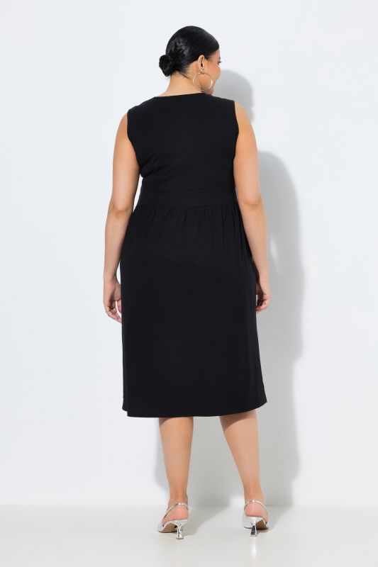 Rhinestone Studded Knit Wrap Pocket Dress