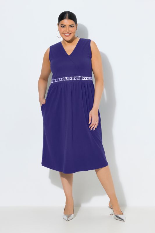 Rhinestone Studded Knit Wrap Pocket Dress