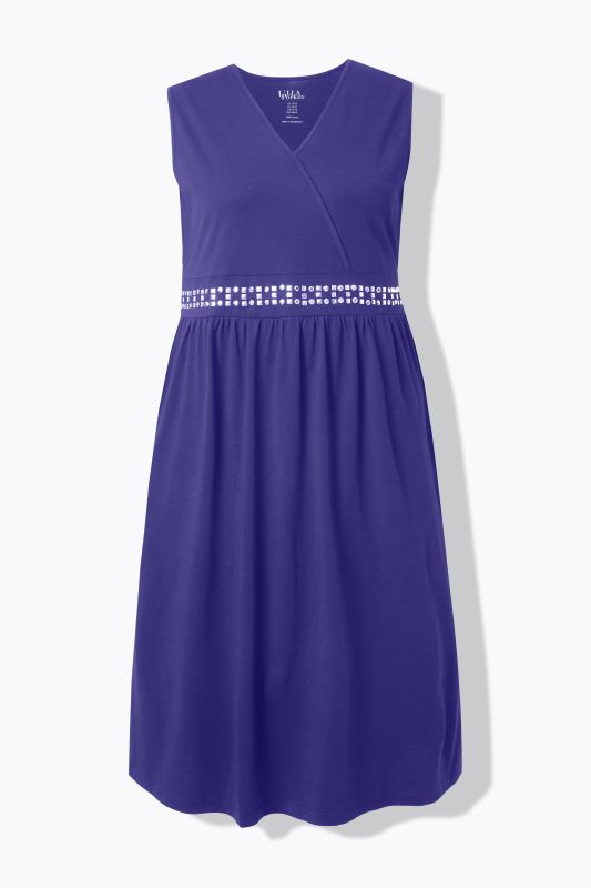 Rhinestone Studded Knit Wrap Pocket Dress