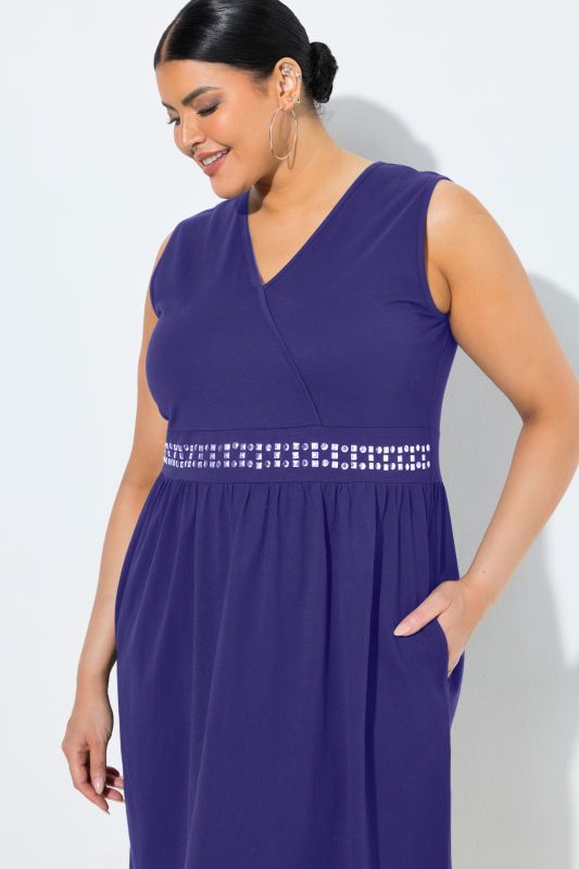 Rhinestone Studded Knit Wrap Pocket Dress