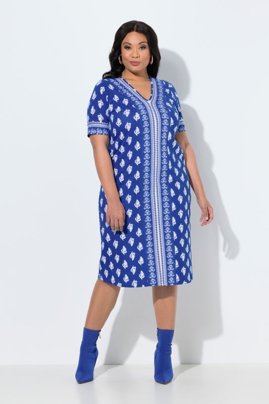 Mixed Print A-Line Knit Pocket Dress