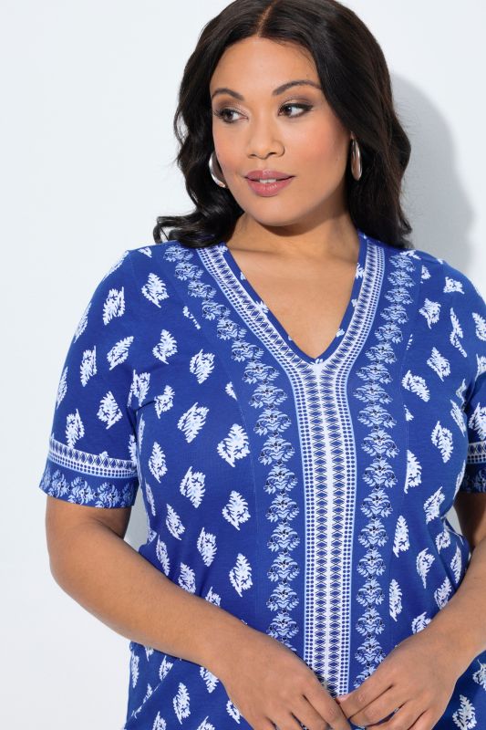 Mixed Print A-Line Knit Pocket Dress