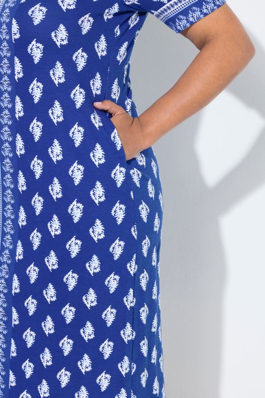 Mixed Print A-Line Knit Pocket Dress