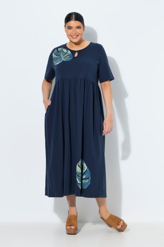 Monstera Motif Jersey Pocket Dress