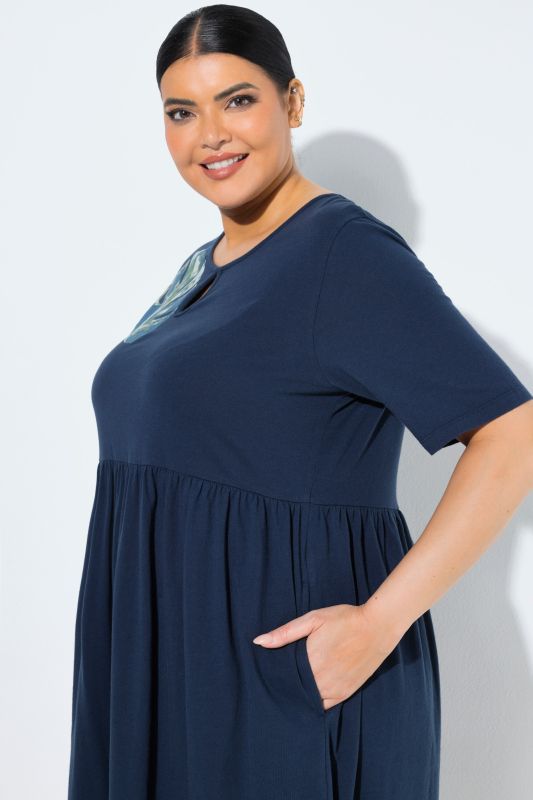 Monstera Motif Jersey Pocket Dress