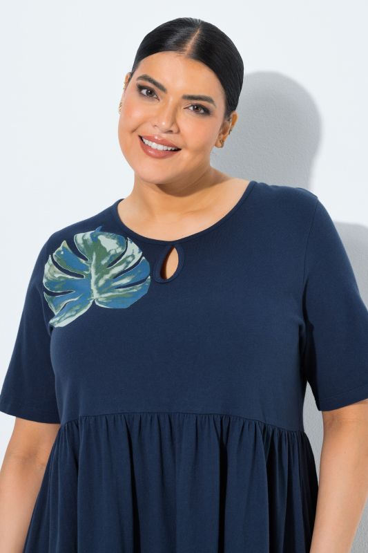 Monstera Motif Jersey Pocket Dress