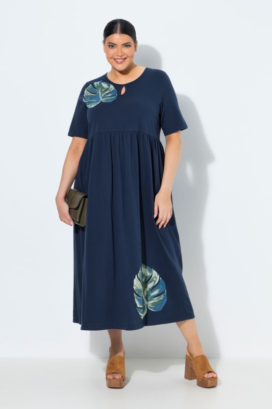 Monstera Motif Jersey Pocket Dress