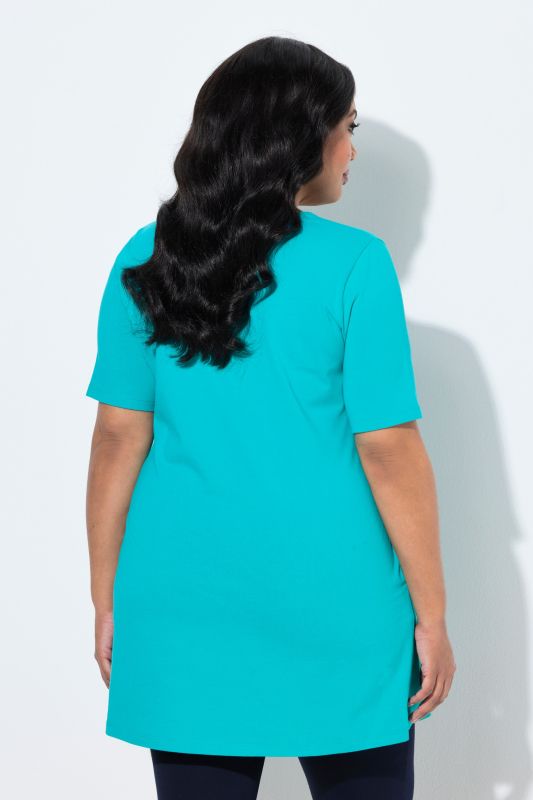 Leaf Motif A-Line Knit Pocket Tunic