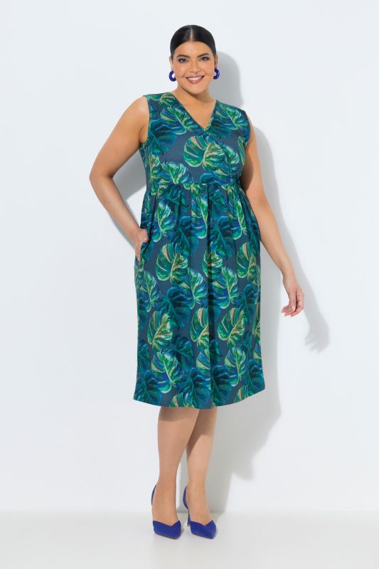 Monsteray Print A-Line Jersey Pocket Dress