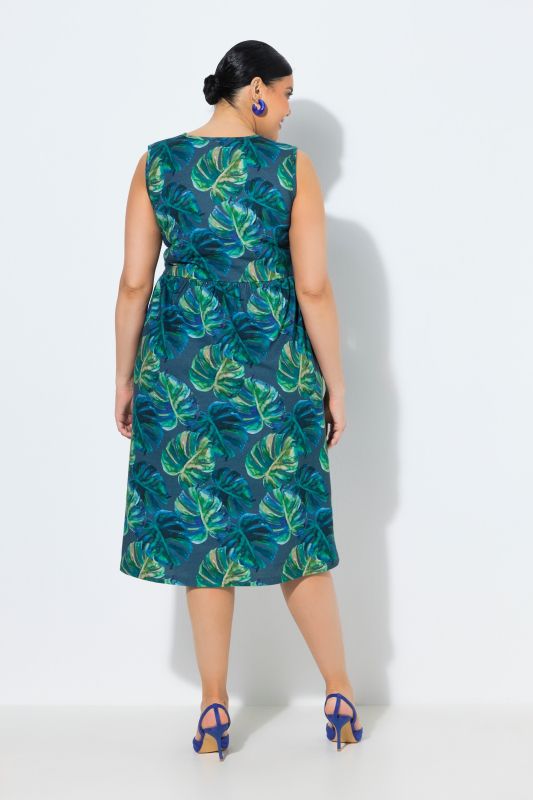 Monsteray Print A-Line Jersey Pocket Dress
