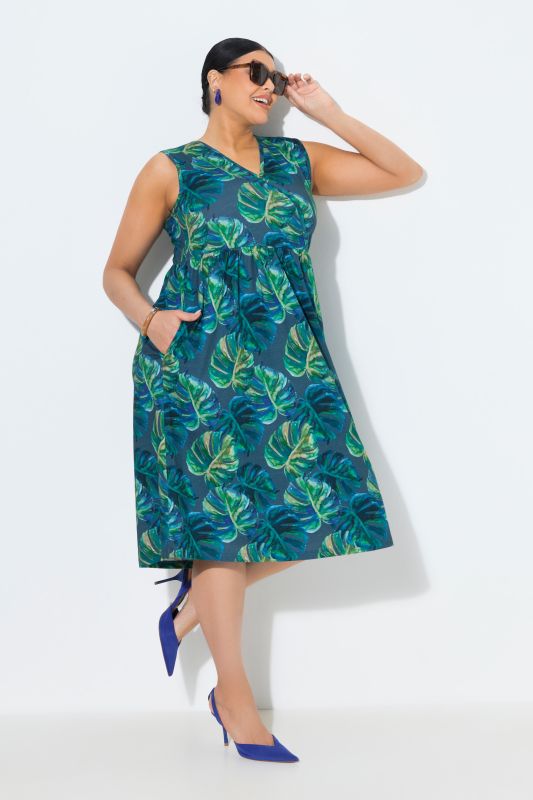Monsteray Print A-Line Jersey Pocket Dress