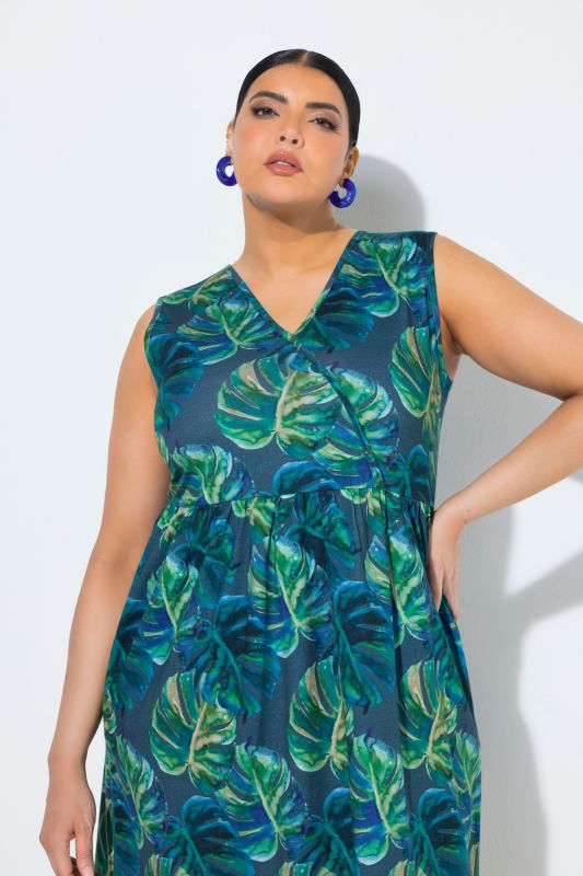 Monsteray Print A-Line Jersey Pocket Dress