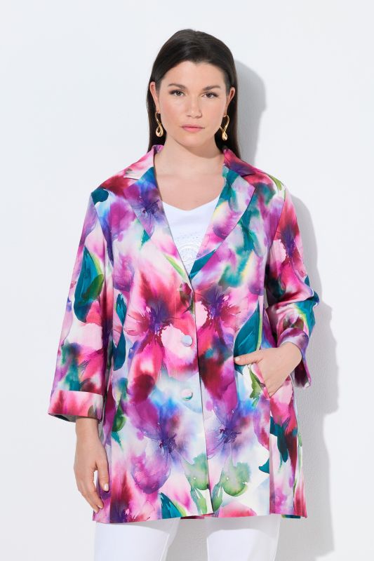 Watercolor Floral Linen Blend Blazer