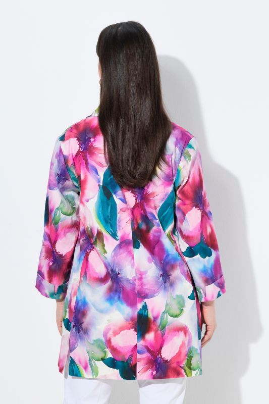 Watercolor Floral Linen Blend Blazer