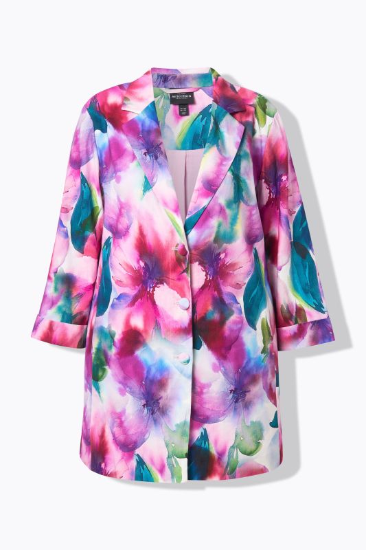 Watercolor Floral Linen Blend Blazer