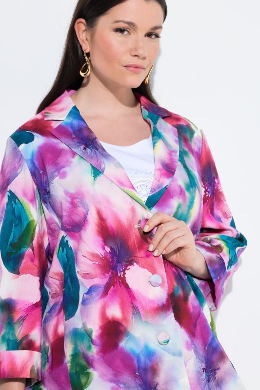 Watercolor Floral Linen Blend Blazer