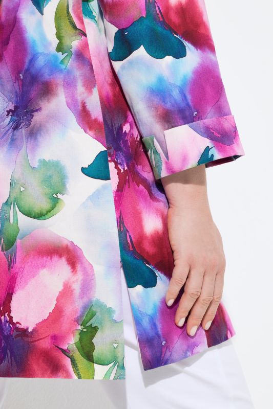 Watercolor Floral Linen Blend Blazer