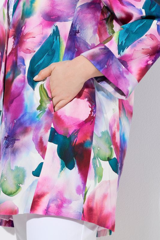 Watercolor Floral Linen Blend Blazer