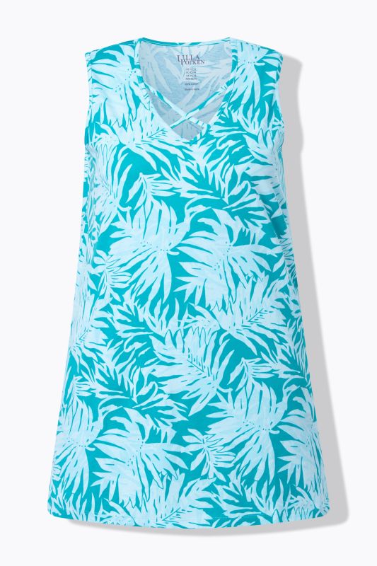 Leaf Print Strappy Knit Tunic