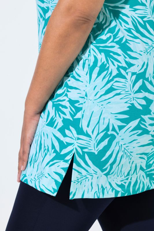 Leaf Print Strappy Knit Tunic