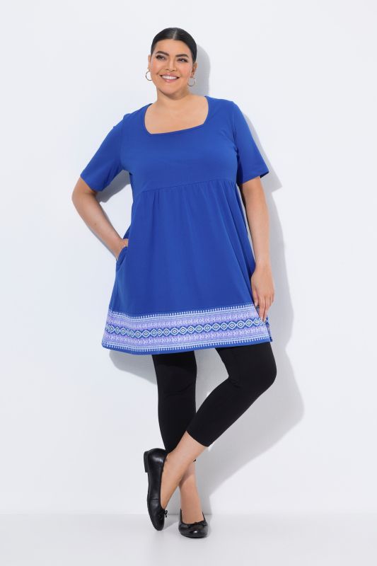 Border Print A-Line Knit Tunic