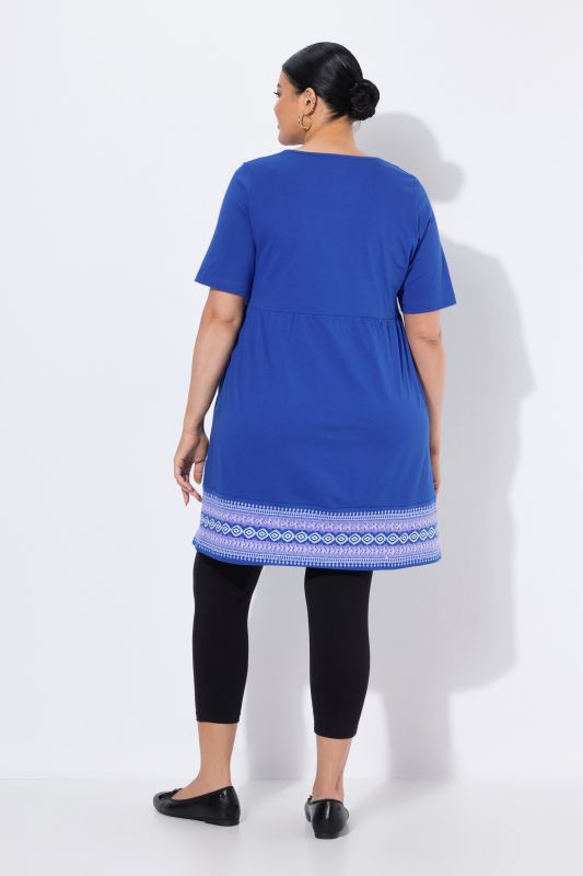 Border Print A-Line Knit Tunic