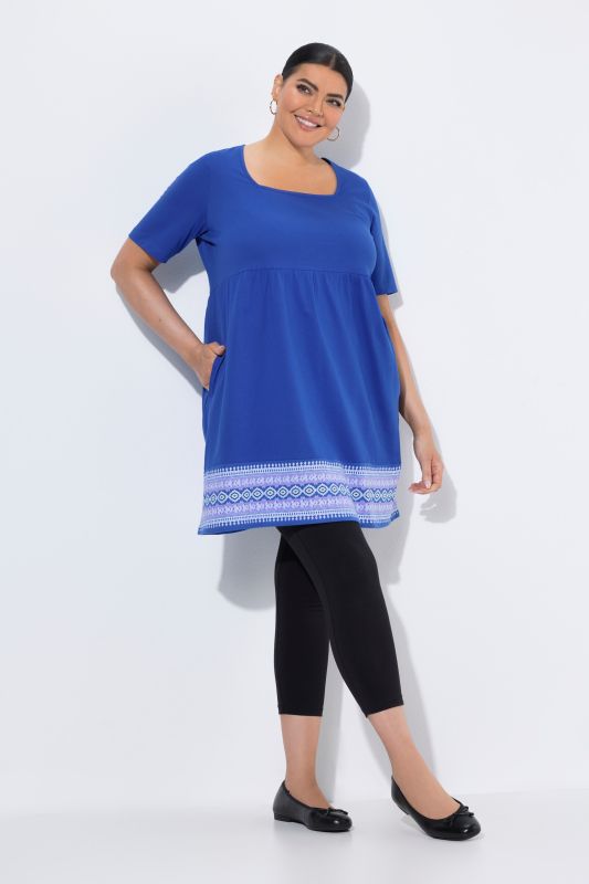 Border Print A-Line Knit Tunic