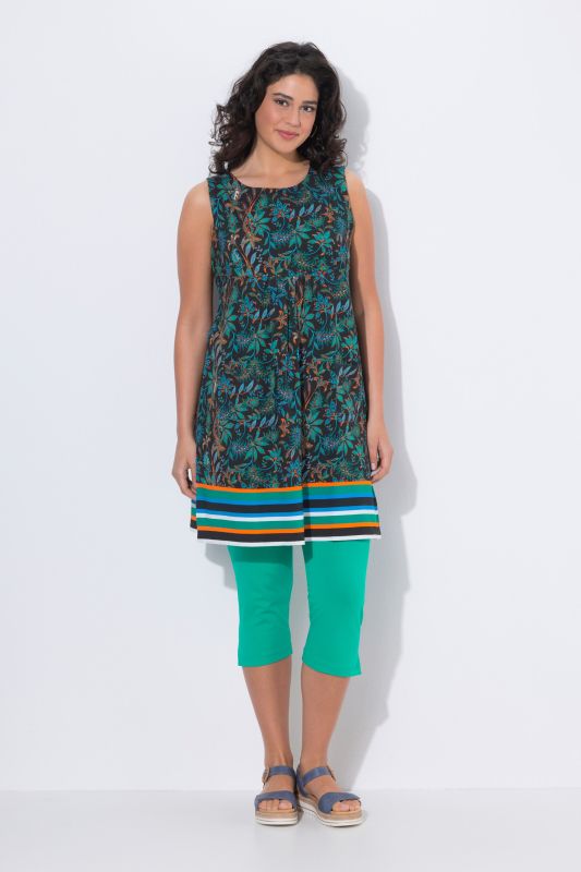 Рокля без ръкави с принт на подгъва