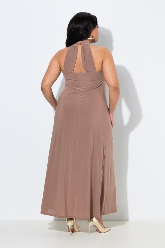 A-Line Jersey Halter Neck Maxi Dress