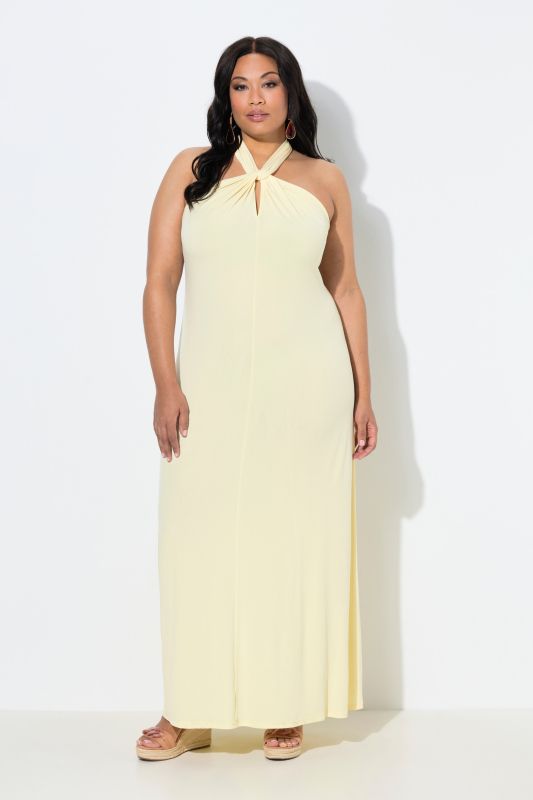 A-Line Jersey Halter Neck Maxi Dress