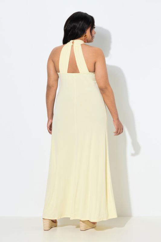 A-Line Jersey Halter Neck Maxi Dress