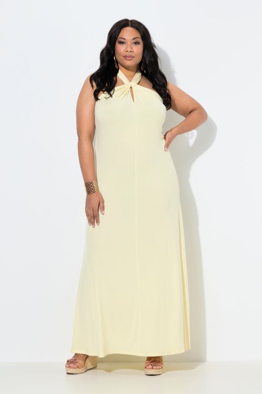 A-Line Jersey Halter Neck Maxi Dress