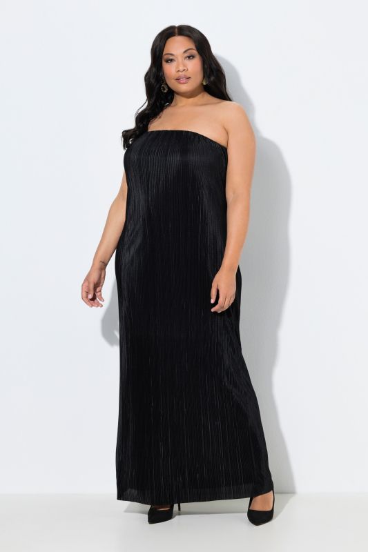 Strapless Pleated Jersey Maxi Dress