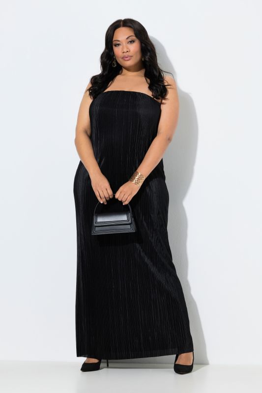 Strapless Pleated Jersey Maxi Dress