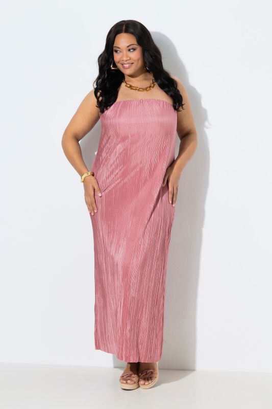 Strapless Pleated Jersey Maxi Dress