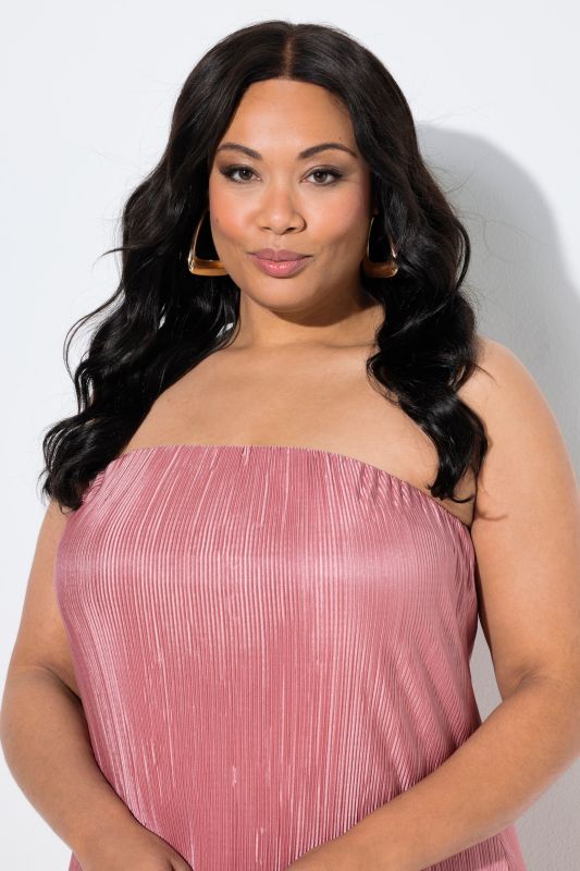 Strapless Pleated Jersey Maxi Dress