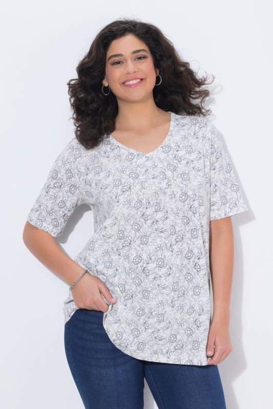 Тениска с принт на костенурки