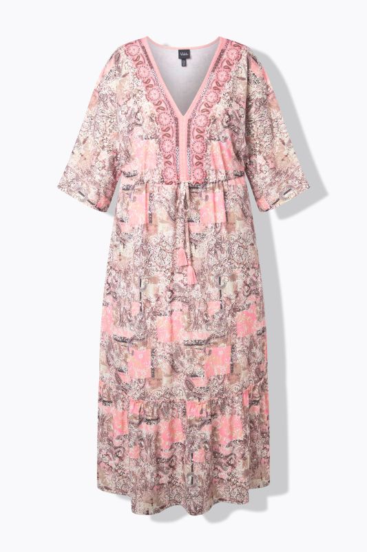 Paisley Patchwork Print Jersey Maxi Dres